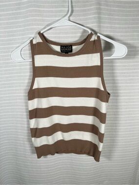 Major Striped Crewneck Tank in Brown and White small soft classic